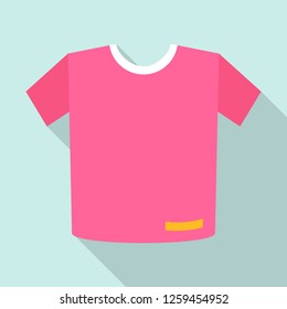 Pink tshirt icon. Flat illustration of pink tshirt vector icon for web design