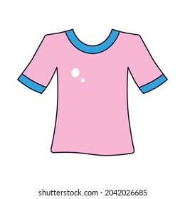 Pink t-shirt isolated cartoon vector icon