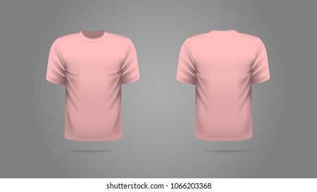 Pink T-shirt template vector, front and back view. 