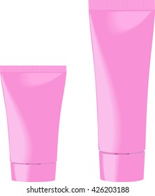 pink tubes of cream isolated on white