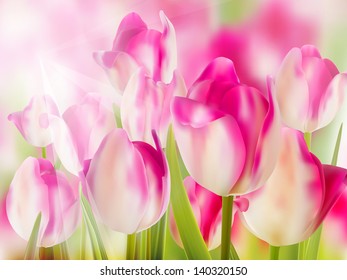 Pink tulip with bokeh. And also includes EPS 10 vector
