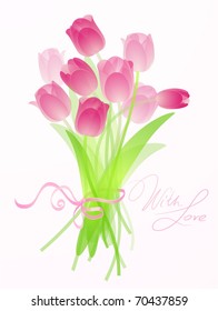 Pink tulip bouquet. Vector