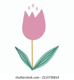 pink tulip flower cute art blosom cartoon decorative element object graphic icon