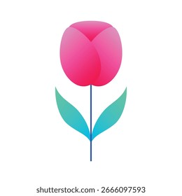 pink tulip flower element. modern graphic style