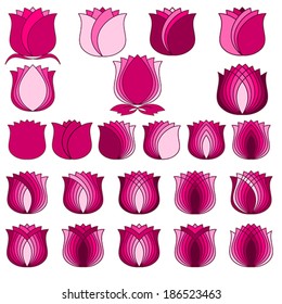 pink tulip, Flower symbol Set, vector