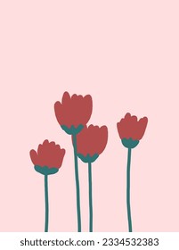 Pink Tulip patterns on pink background. aesthetic for wallpaper, wall decor, templates covers, art prints, ect