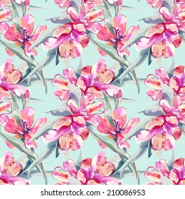 Pink Tulip Seamless Pattern