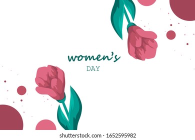 Pink tulips on both sides of the banner