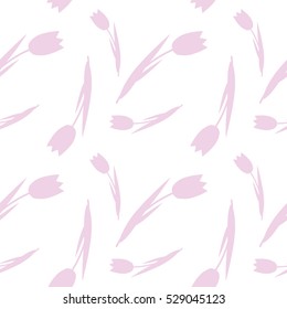 Pink tulips in the seamless pattern