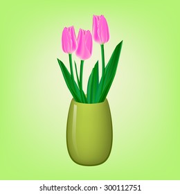 Pink tulips in a Vase