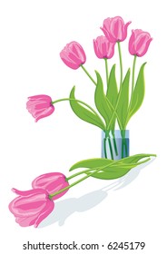 Pink tulips. Vector illustration