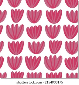 Pink Tulips vector seamless pattern. Flowers background