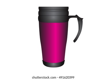 Pink tumbler thermos-cup vector for branding item