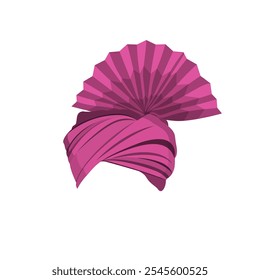 Turbante rosa, dastar, pagdi, pagg, headdress isolado no fundo branco.