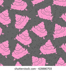 Pink Turd seamless pattern. Pile of shit ornament. Poop texture. piece of excrement grunge background. fantasy Funny feces