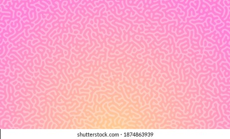 Pink Turing reaction gradient background. Abstract diffusion pattern with chaotic shapes. Vector illustration.
