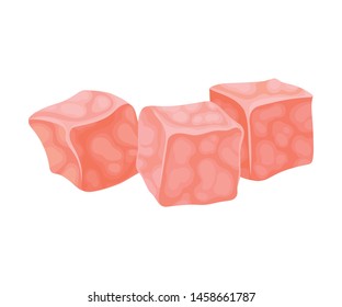 Pink Turkish Delight Vector illustration on white background.