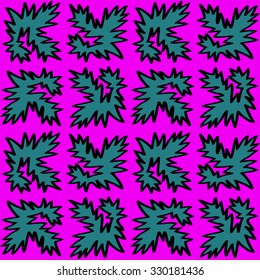 Pink and turquoise zig zag shapes pattern. Expressive seamless vector background.