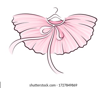 Pink Tutu Skirt with Corrugated Edges on Hanger Vector Illustration