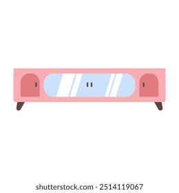 Pink tv cabinet flat design vector illustration, tv table clip art vector, tv stand clipart