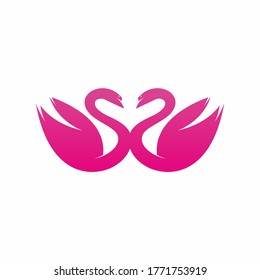 Pink twin swan logo vector template