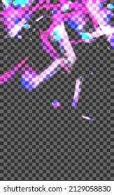 Pink Twinkle Background Transparent Vector. Confetti Pattern Texture. Blur Vibrant Illustration. Bright Glamour. Shimmer Glittery Wallpaper.