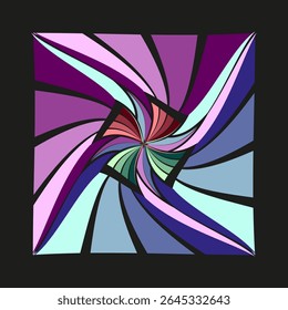 Pink twist pattern. Geometric spiral design. Vector swirl illustration. Abstract rotation symbol.