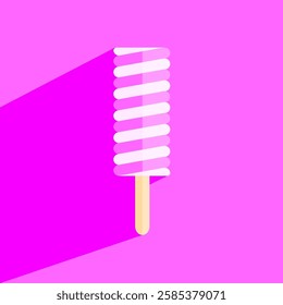 pink twister popsicle icon, ice cream vector isolated on pink background, flat style illustration vector