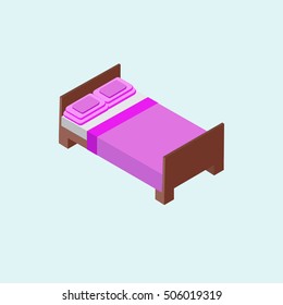 Pink two sided bed isometric