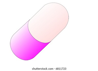 Pink two-part gel capsule vector graphics. Each half has its own path.