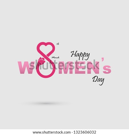 Pink Typographical Design Elements.Happy Women's day.International Women's day symbol. Minimalistic design for international women's day concept.Vector illustration
