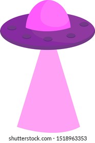 Pink UFO, illustration, vector on white background.