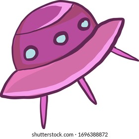 Pink UFO, illustration, vector on white background