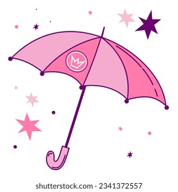 Pink umbrella in Barbie style vektor picture.