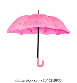 Pink umbrella. Cute vector watercolor illustration for kids design, weather