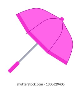 The pink umbrella. Flat design. Isolated icon on white background. Vector illustration.