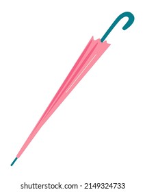 Pink umbrella - modern flat design single isolated object. Neat detailed image of essential accessory for rainy days. Do not depend on the weather and be stylish citizen. Protection and fashion idea