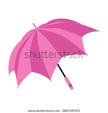 Pink umbrella open for rainy weather commercial graphic print projects on white background