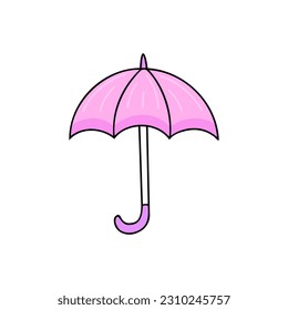Pink umbrella. Vector Illustration for printing, backgrounds, covers and packaging. Image can be used for greeting cards, posters, stickers and textile. Isolated on white background.