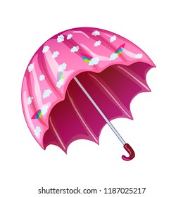 Pink umbrella in a vector style isolated. Vector for background, texture, wrapper pattern, frame or border.