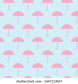 Pink umbrellas seamless background pattern vector illustration.