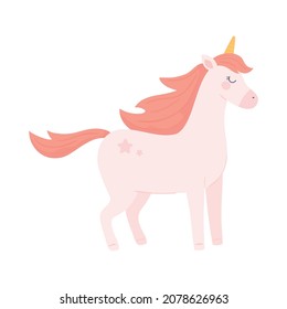 pink unicorn animal icon flat
