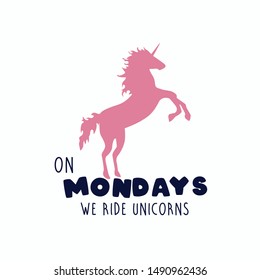 pink unicorn blue text girl tee illustration art vector