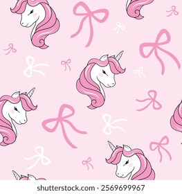 PINK UNICORN BOW REPEAT PATTERN 