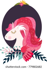 Pink unicorn with frame