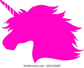 Pink unicorn head. Magic creature silhouette. Fantasy symbol