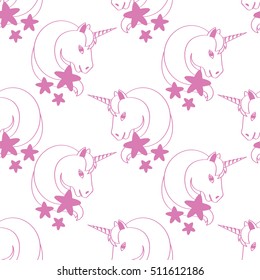 pink unicorn head pattern line art