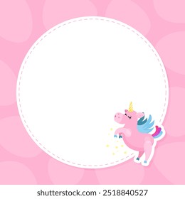 Pink Unicorn Note and Reminder Card Design Vector Template