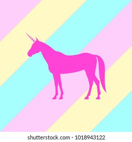 pink unicorn on rainbow background