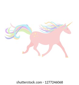 Pink unicorn on a white background